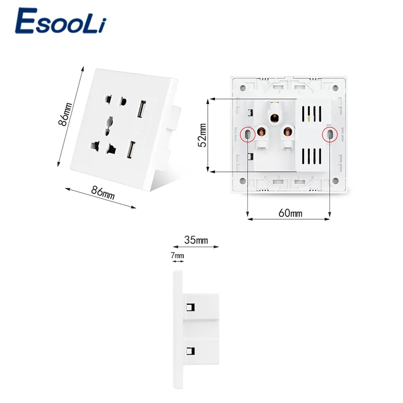 Esooli универсальный стандарт 2.1A USB настенная розетка домашнее настенное зарядное