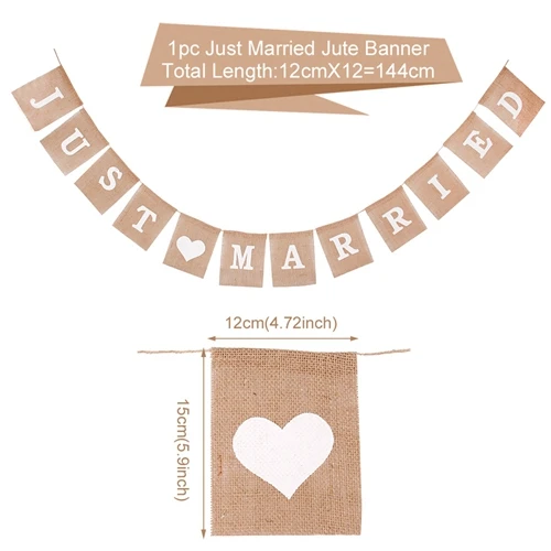 1pcs just married 2 FENGRISE 2 м лента из натуральной джутовой мешковины деревенское свадебное украшение винтажный шпагат кружева джутовая веревка DIY Свадебные и вечерние принадлежности - Цвет: 1pcs just married 2