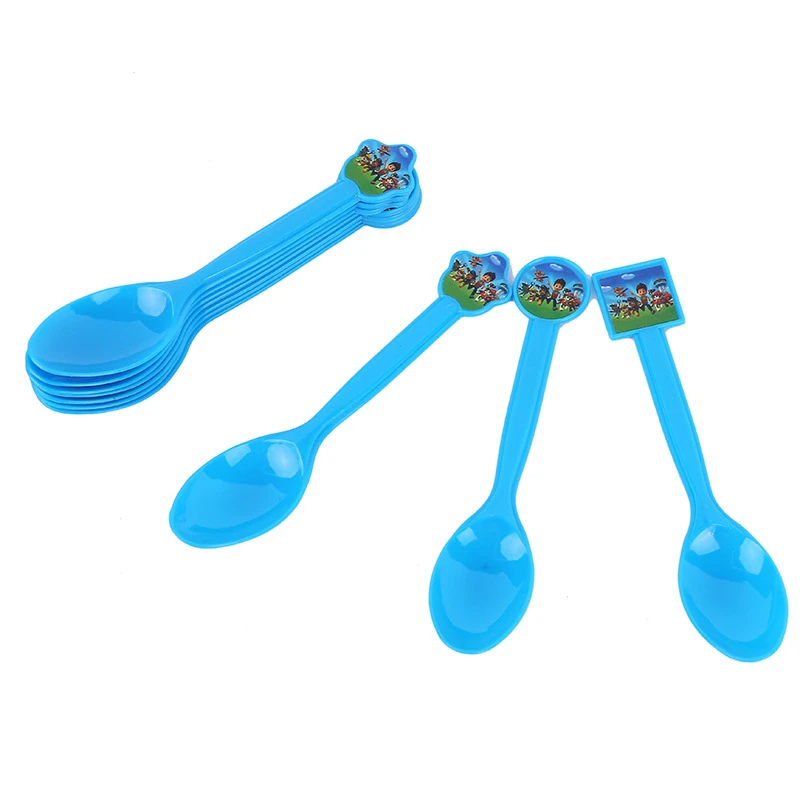Spoon-10pcs «Щенячий патруль» тематическая Одежда для мальчиков, подарочный набор для дня рождения, вечерние украшения, милые чашки, тарелки, одноразовые столовые приборы для малышей - Цвет: Spoon-10pcs