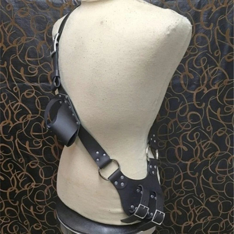 Фетиш жгут мужчины плечо средневековый меч держатель PU пояс Талия воин Косплей