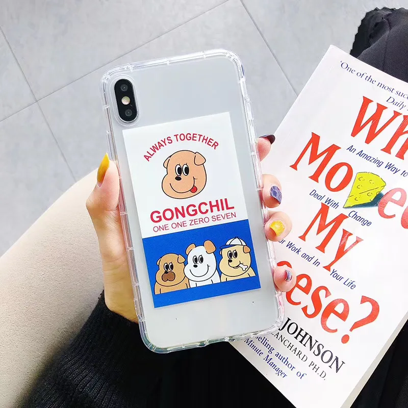 INS милый чехол для телефона с мультяшным животным щенком iphone Xs 11 pro MAX XR X 6 6s 7 8 plus