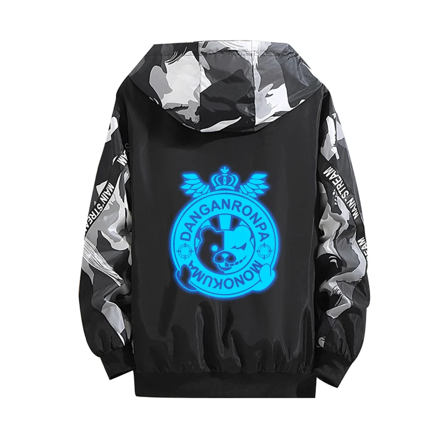 

Anime Danganronpa: Trigger Happy Havoc Cosplay Hoodie monokuma Luminous Print Black Camouflage Coat Student Sport Thick Jacket