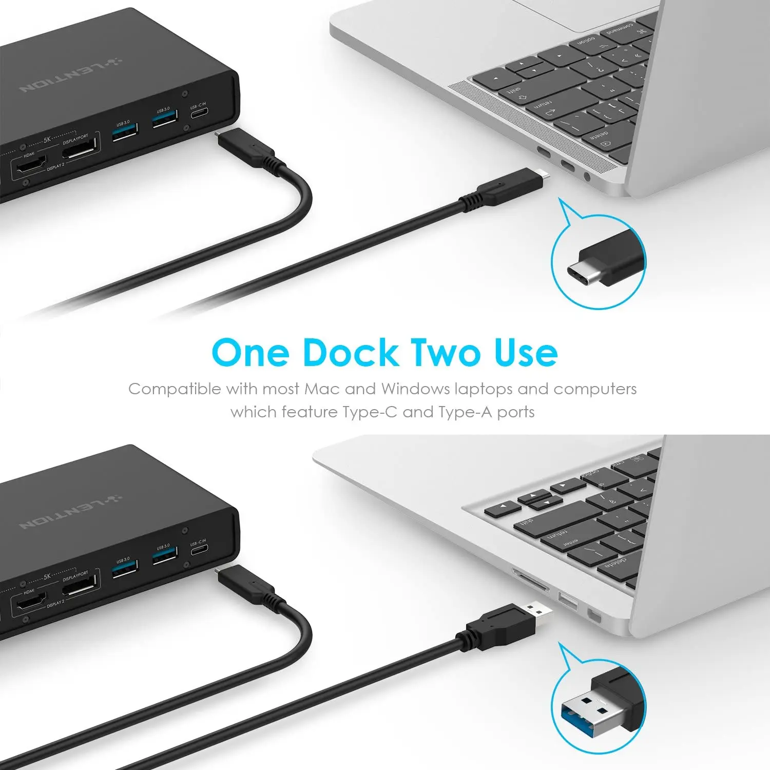 Lention 5K USB Закрытая акционерная Компания C &amp док-станция с HDMI и DisplayPort двойного