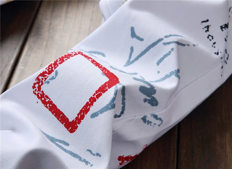 

New style digital printing pants men's slim flower pants fashion elastic small foot casual pants