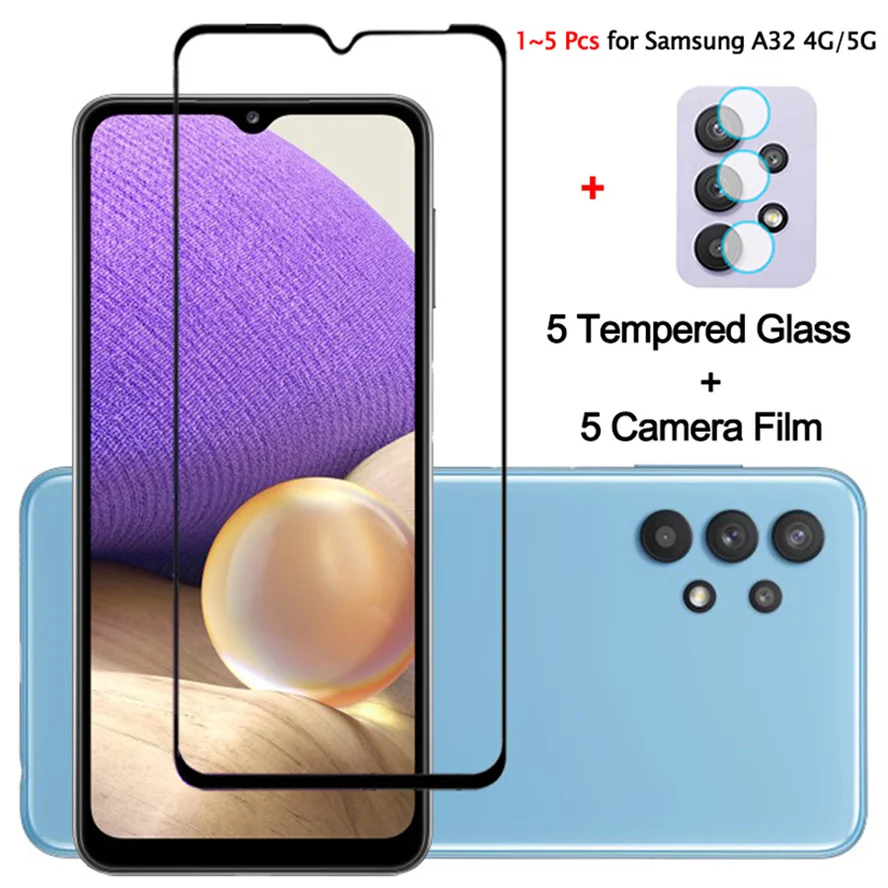 

1~5 pcs, glass + camera film for samsung galaxy a32 5g tempered glass a32 4g samsung a 32 screen protector samsung a32 glass