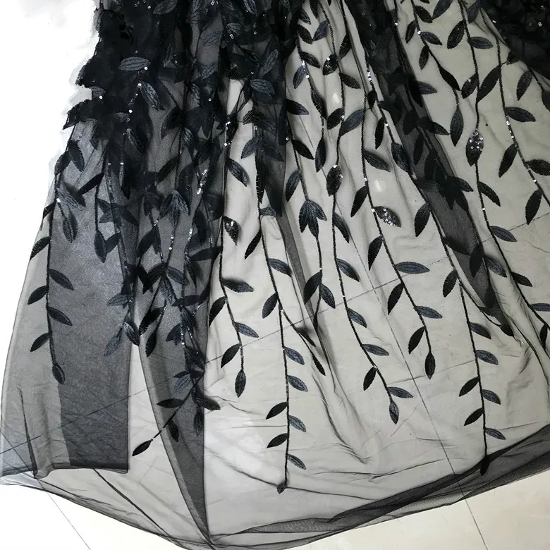 Красное шампанское золото черное синее Блестящее дерево листья вышитые кружева