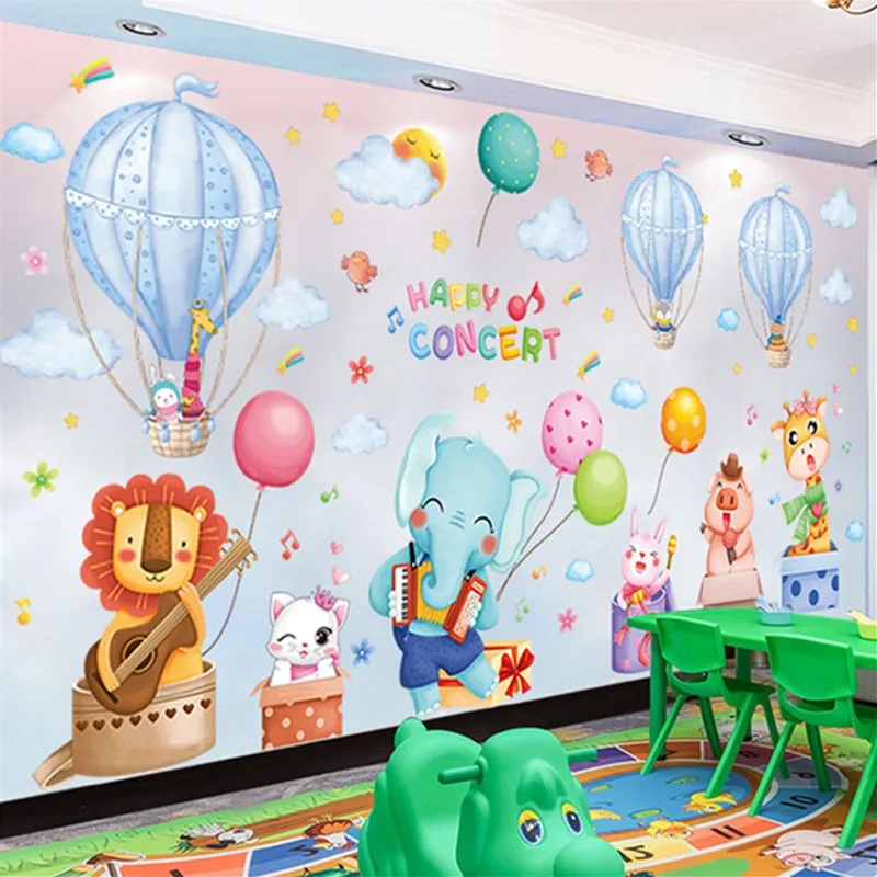 

Cartoon Animals Wall Stickers DIY Hot Air Balloons Wall Decals for Kids Rooms Baby Bedroom Children Nursery Home Decoration