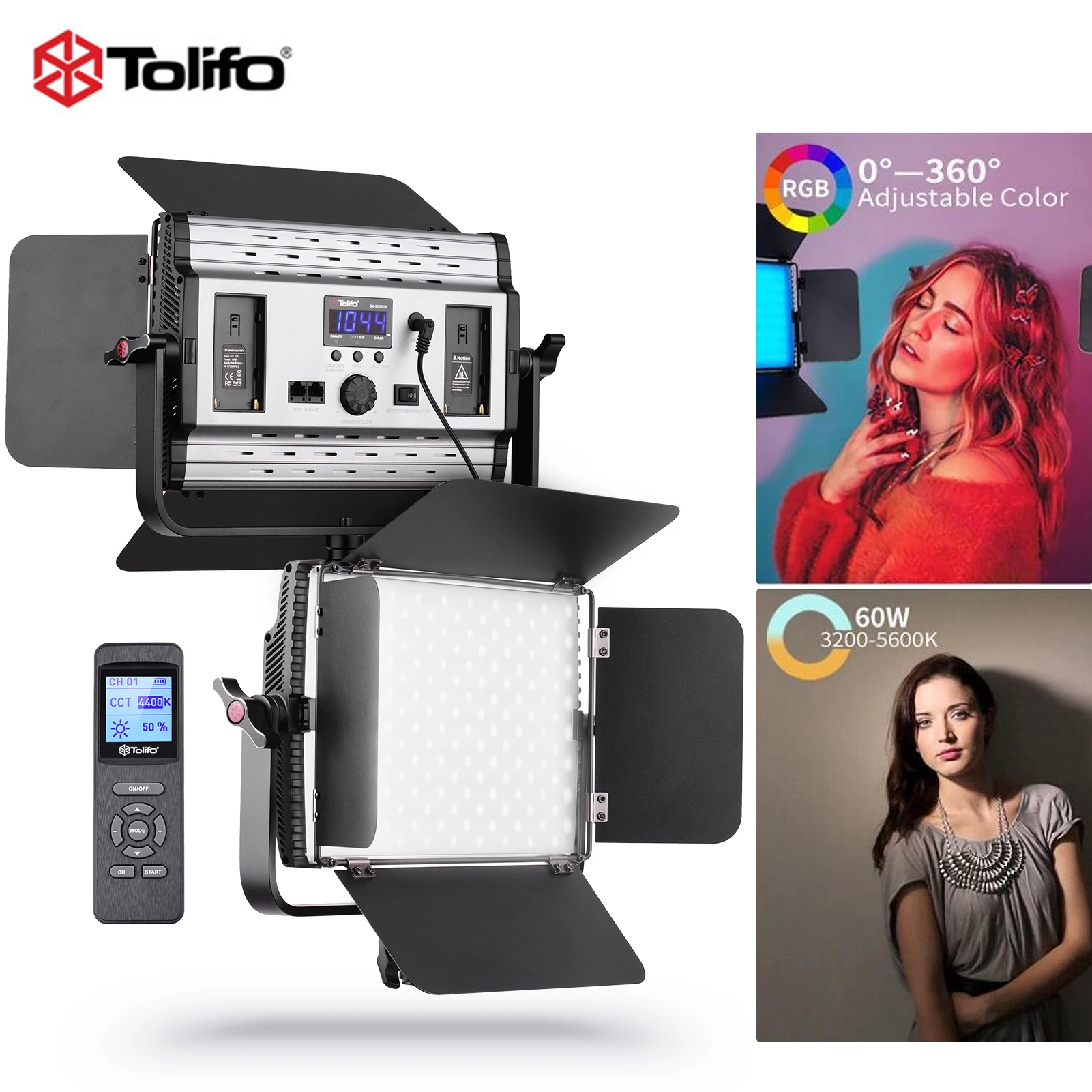 Tolifo GK S60RGB 60 Вт RGB светодиодный светильник для видеосъемки 3200K 5600K с регулируемой
