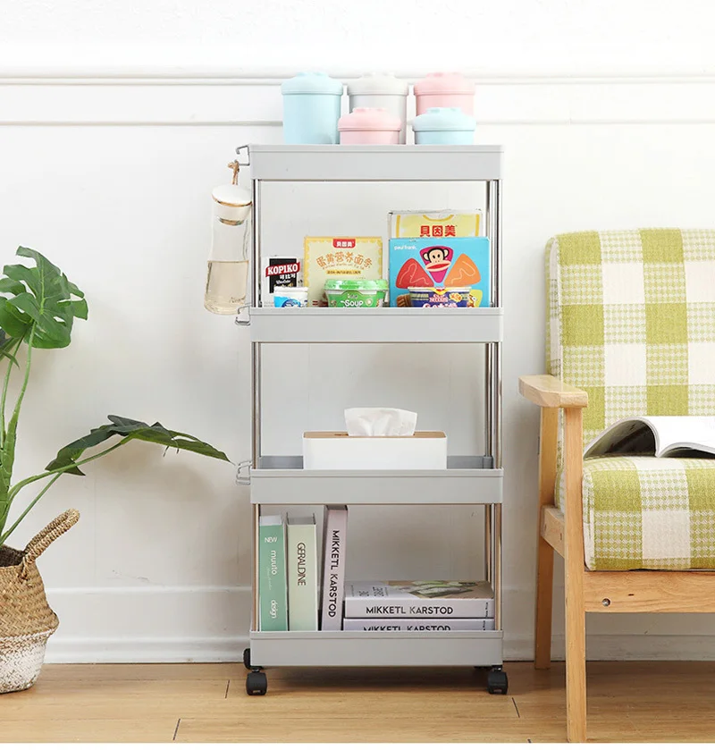 2/3/4 Слои Gap Кухня хранение стойки подвижных полки с колесами для Кухня Ванная комната Органайзер сбережения места для хранения полки