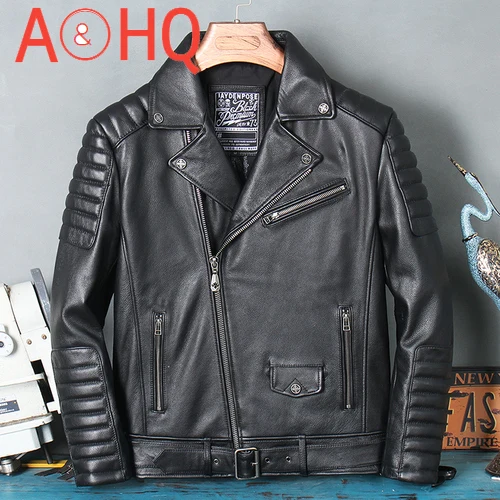 

2021 Genuine Cow Leather Jacket Men Short Motorcycle Leather Coat Plus Size 5xl Spring Autumn Mens Clothing Hommes Veste