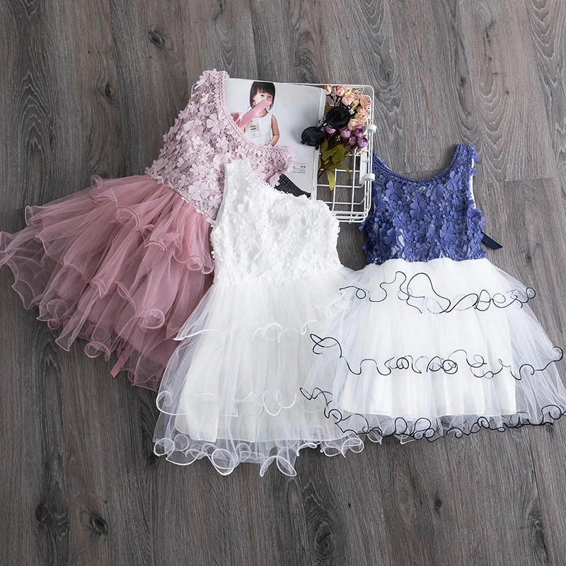 Lace Flower Girls Dress 2021 Summer Holiday Children Clothing Short Sleeves Kids Dresses for Size 3-8 Years | Детская одежда и