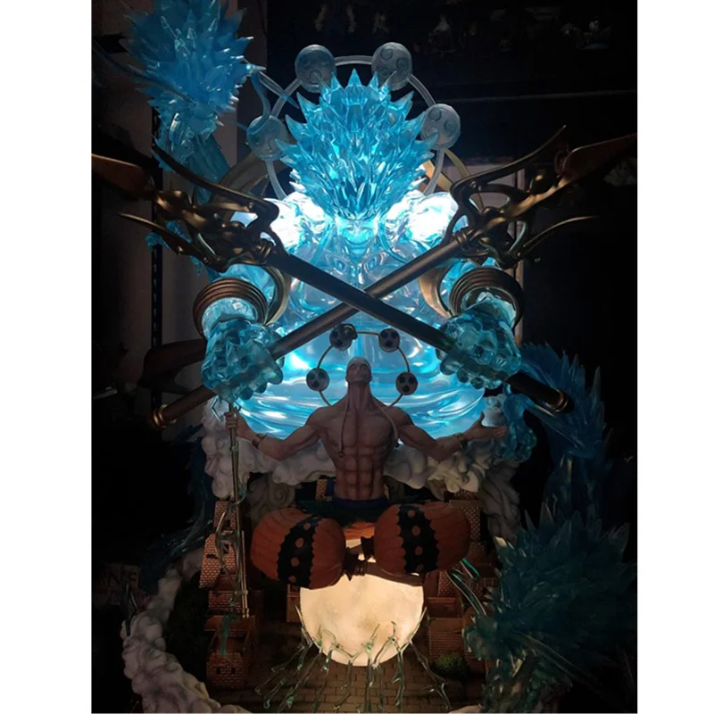 

26" One Piece Enel Statue God Sky Piea Bust Thunder Fruit Full-Length Portrait With LED Light GK Action Figure Toy BOX 68CM Q527