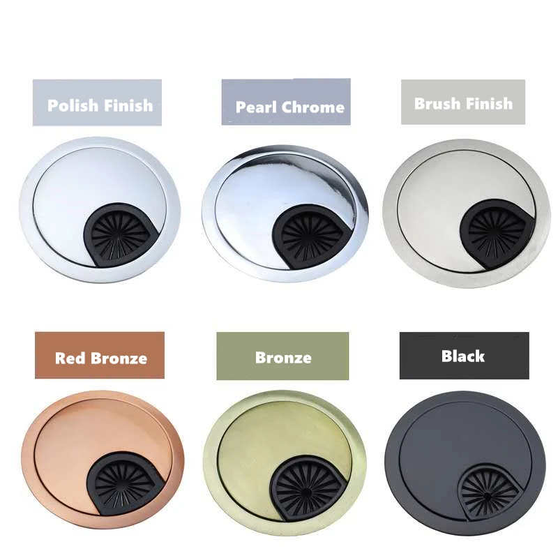 

1pcs Zinc Alloy Round Table Wire Hole Covers Outlet Port Computer PC Desk Cable Grommet Line Holder 50mm/53mm/60mm/80mm