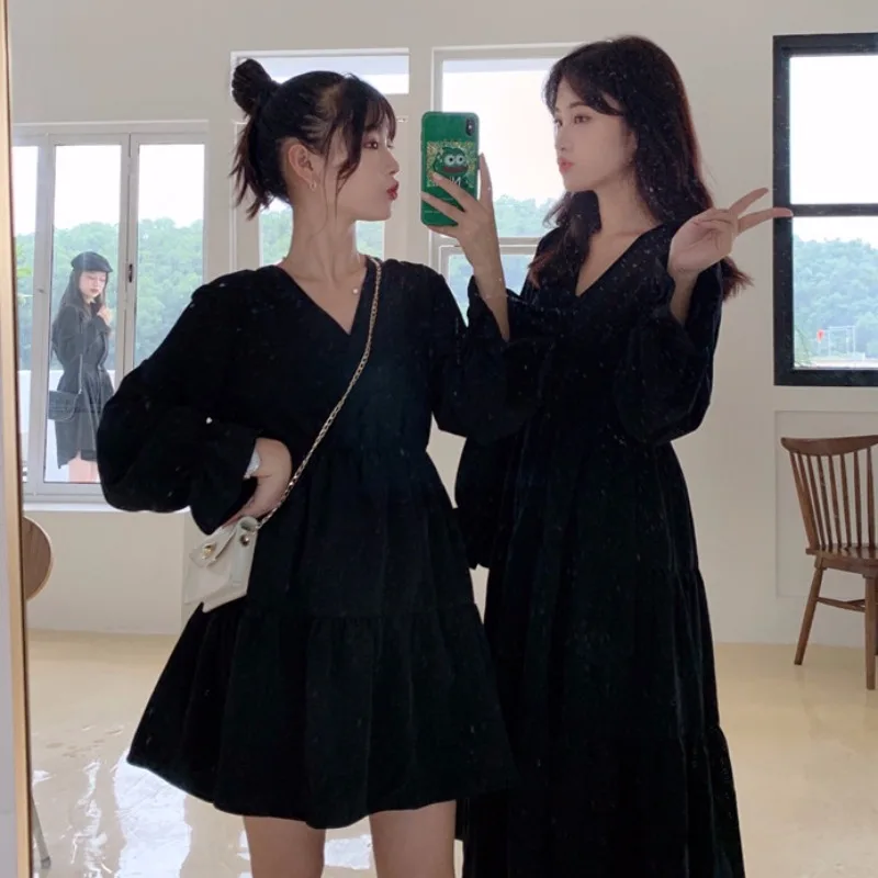

2021autumn New Hepburn Style Dress Female Student Cinched Slimming Long Dress Fairy Lady Super Fairy Mori Style Skirt