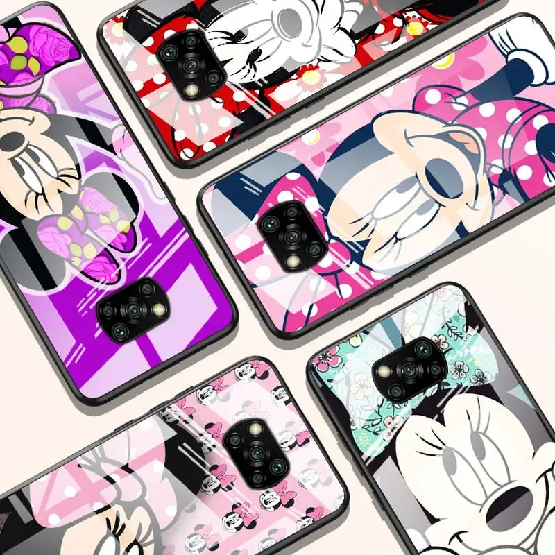 

Disney Minnie Mouse Cute for Xiaomi POCO X3 NFC F3 M2 X2 F2 Redmi K30 Redmi Note 9 Pro Luxury Tempered Glass Phone Case