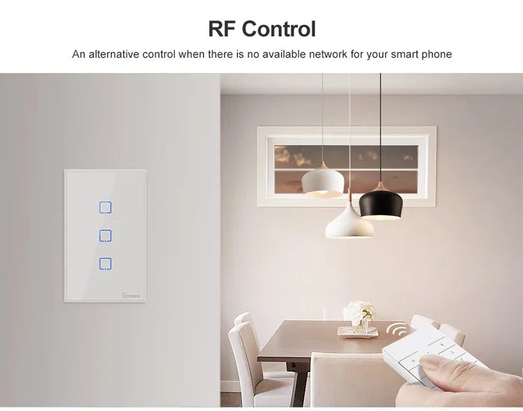 Sonoff T2 1 2 3 банда умный WiFi сенсорный переключатель панель США WiFi RF/APP/Touch управление настенный светильник переключатель умный дом работает с Alexa