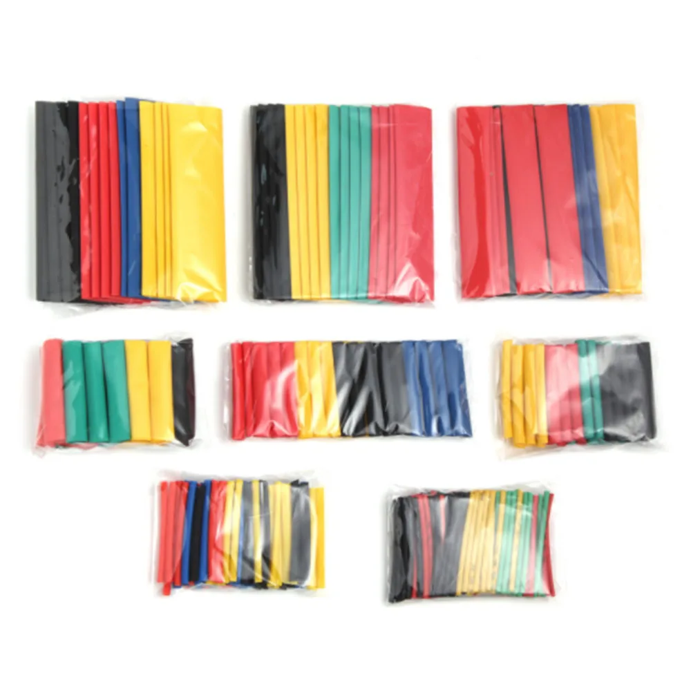 

328 Pcs/Set Sleeving Wrap Wire Car Electrical Cable Tube Kits Heat Shrink Tube Tubing Polyolefin 8 Sizes Mixed Color