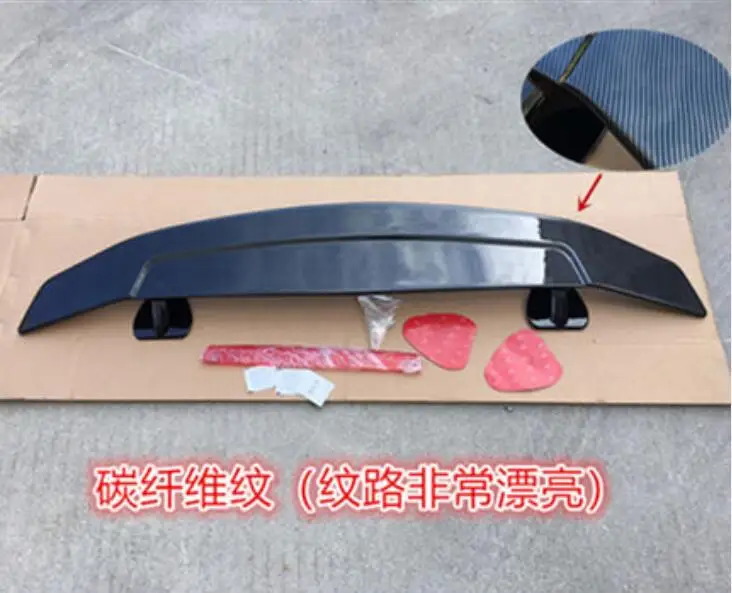 ABS Carbon fiber ABS/углеродного волокна черный праймер Универсальный седан три коробки задний спойлер крыло багажника губы авто автомобильный спойлер 1968 - Цвет: ABS Carbon fiber