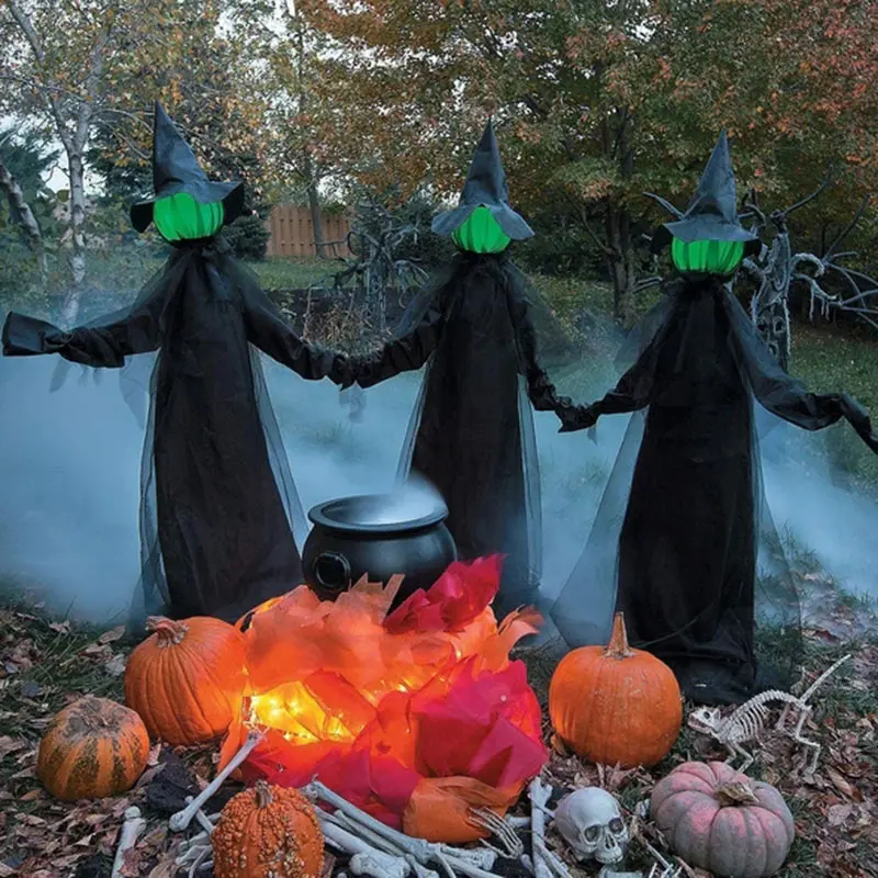 

3pcs/1pcs Lighted Halloween Witch Decoration Set Sound Voice Control Glow and Sound Haunted House Party Props BV789