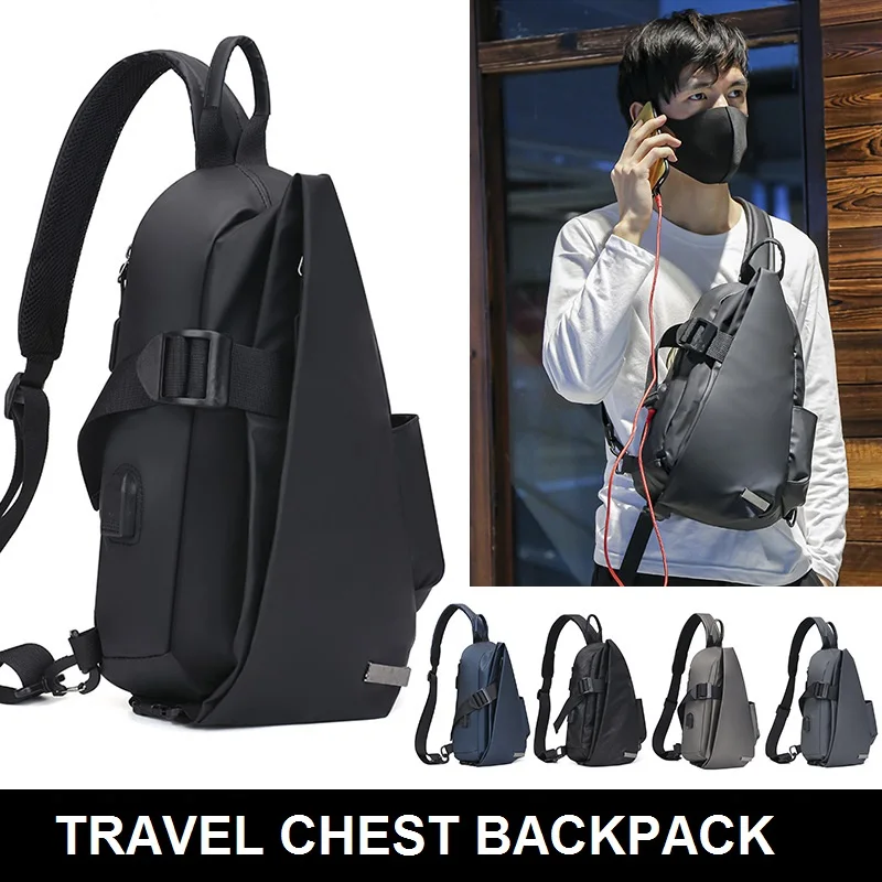 

Korean Chest Backpack Men Mochilas Oxford Cloth Plecak Damski Bolso Hombre USB Charging Back Pack Travel Zaino Donna Waterproof