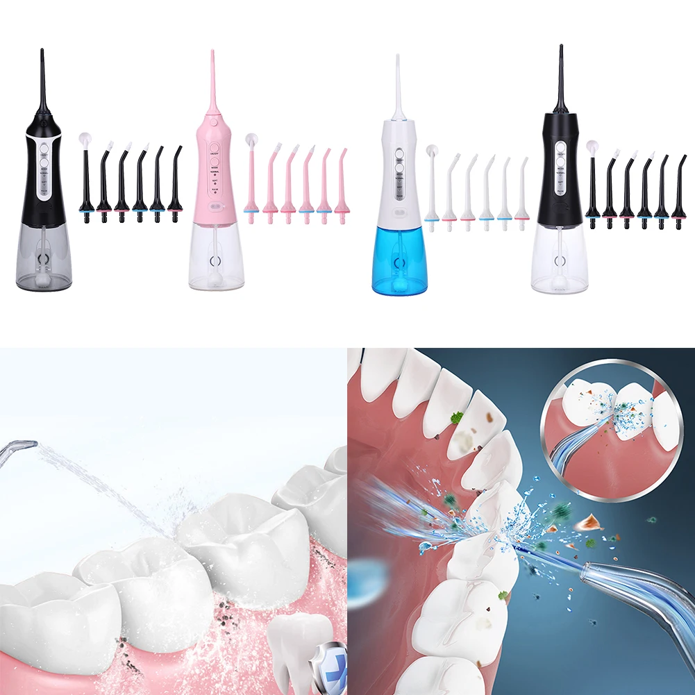 

Water Pulse Flosser Dental Jet Teeth Cleaner Portable 3 Modes Oral Irrigator Rechargeable 300ml Tank Dental Teeth Cleaner