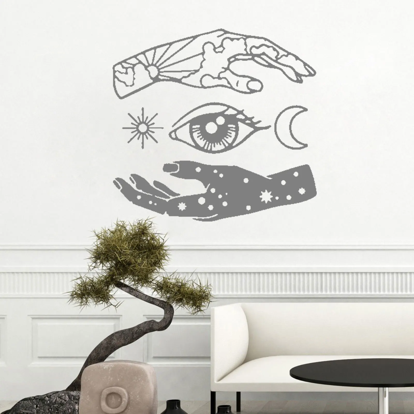

Hand Moon Sun Eye Star Wall Decal Abstract Vinyl Art Stickers Wallpaper Living Room Home Decoration Wall Sticker Bedroom DW21424