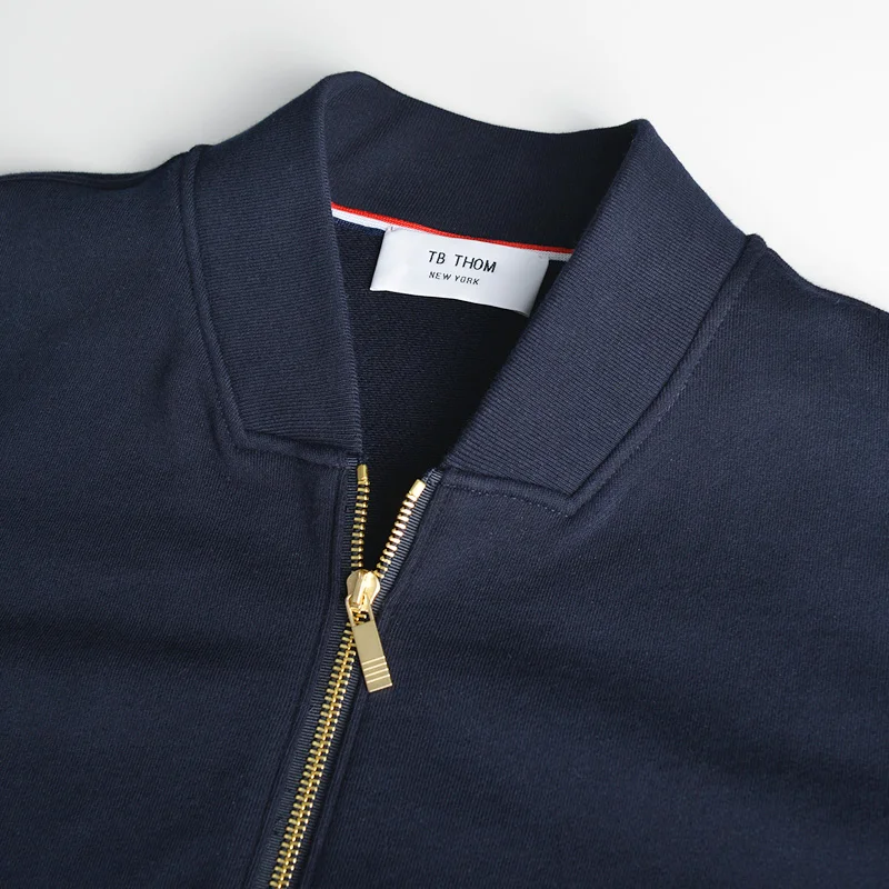 

2021 Fashion TB THOM Brand Spring Sweatershirts Cotton Jacket Men Women V-Neck Solid Baseball uniform Casual Sportswear Coat