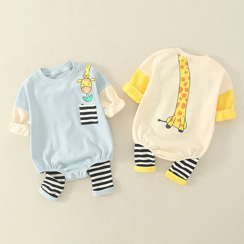 

The new baby cotton suit baby ha clothes cute fawn print crawl clothes out of clothes