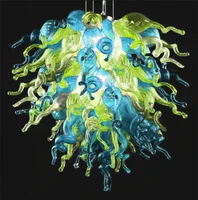 green and blue hand blown glass chandelier lighting art deco with led bulbs