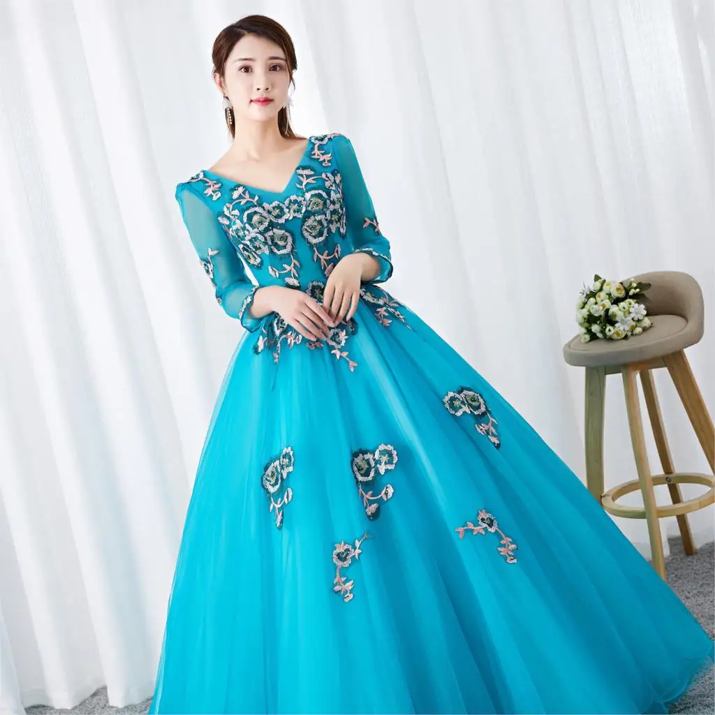 2019 Бальные платья бальные с аппликацией длинные рукава Vestidos De 15 Sixteen милое