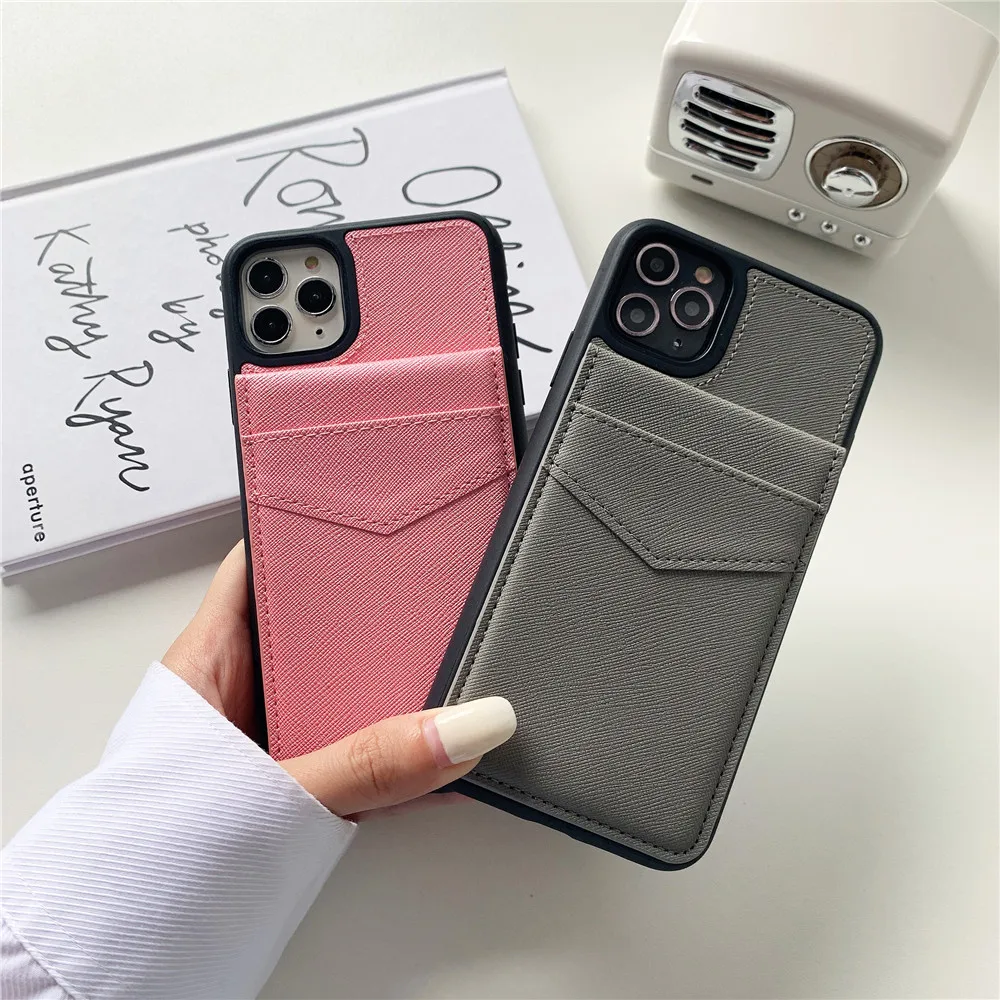 

Luxury brand design card pocket wallet holder S Phone Case For iPhone 12 11 Pro Max Mini XR XS MAX 8 X 7 2020 Back Cover