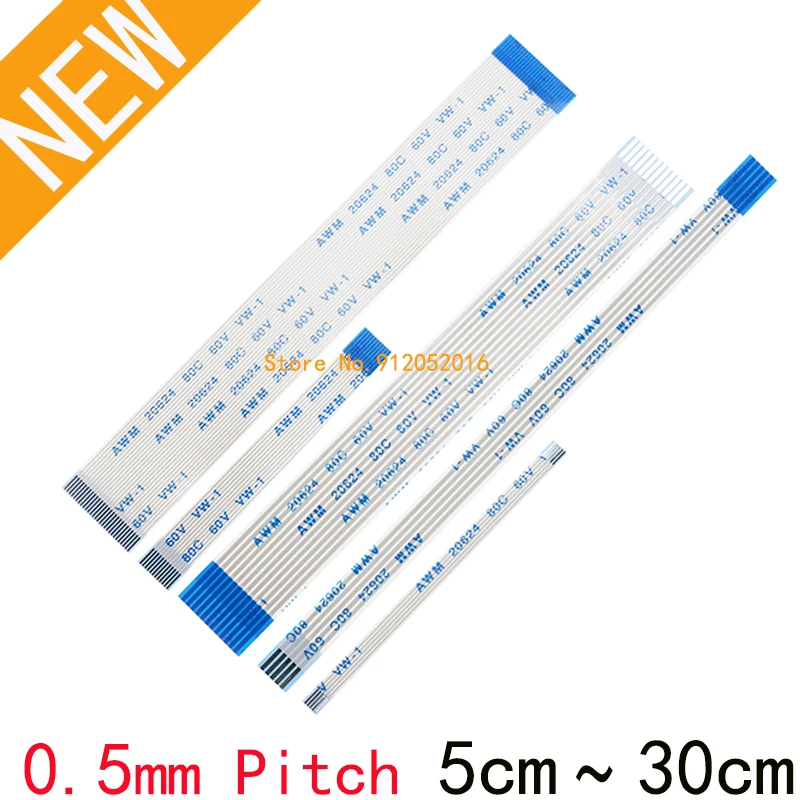 Гибкий плоский кабель 0 5 мм FPC FFC AWM 20624 80C 60V VW-1 50/100/150/200/300mm 12/14/16/18/20/22/24/26/28/30/32/34/36/38/40/60