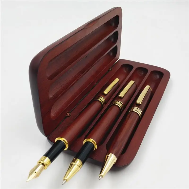 

3pcs Pens with Gift Case Ballpoint Pen Fountain Pen Gel Pen for Signature Calligraphy Anniversary Housewarming Father's Day Gift