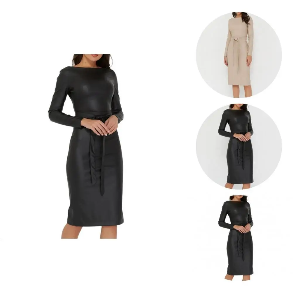 

Простое облегающее платье на молнии, женское вечернее платье с круглым вырезом