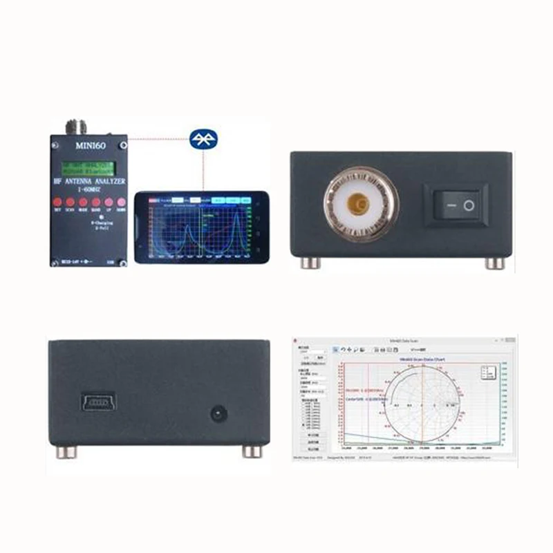 Новый Mini60 Sark100 HF ANT КСВ Антенный Анализатор метр Bluetooth Android APP|Детали и аксессуары