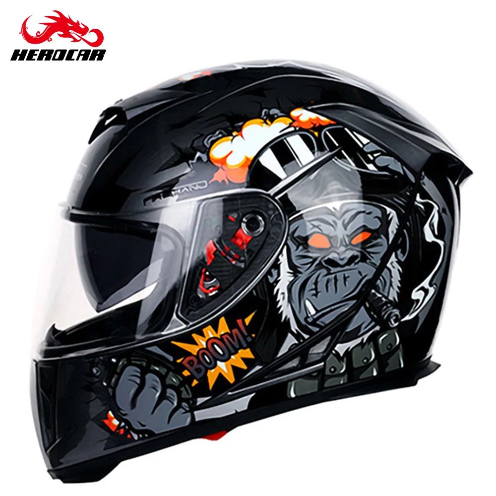 Мотоцикл JIEKAI шлем на все лицо Casco Moto двойной козырек гоночный для мотокросса