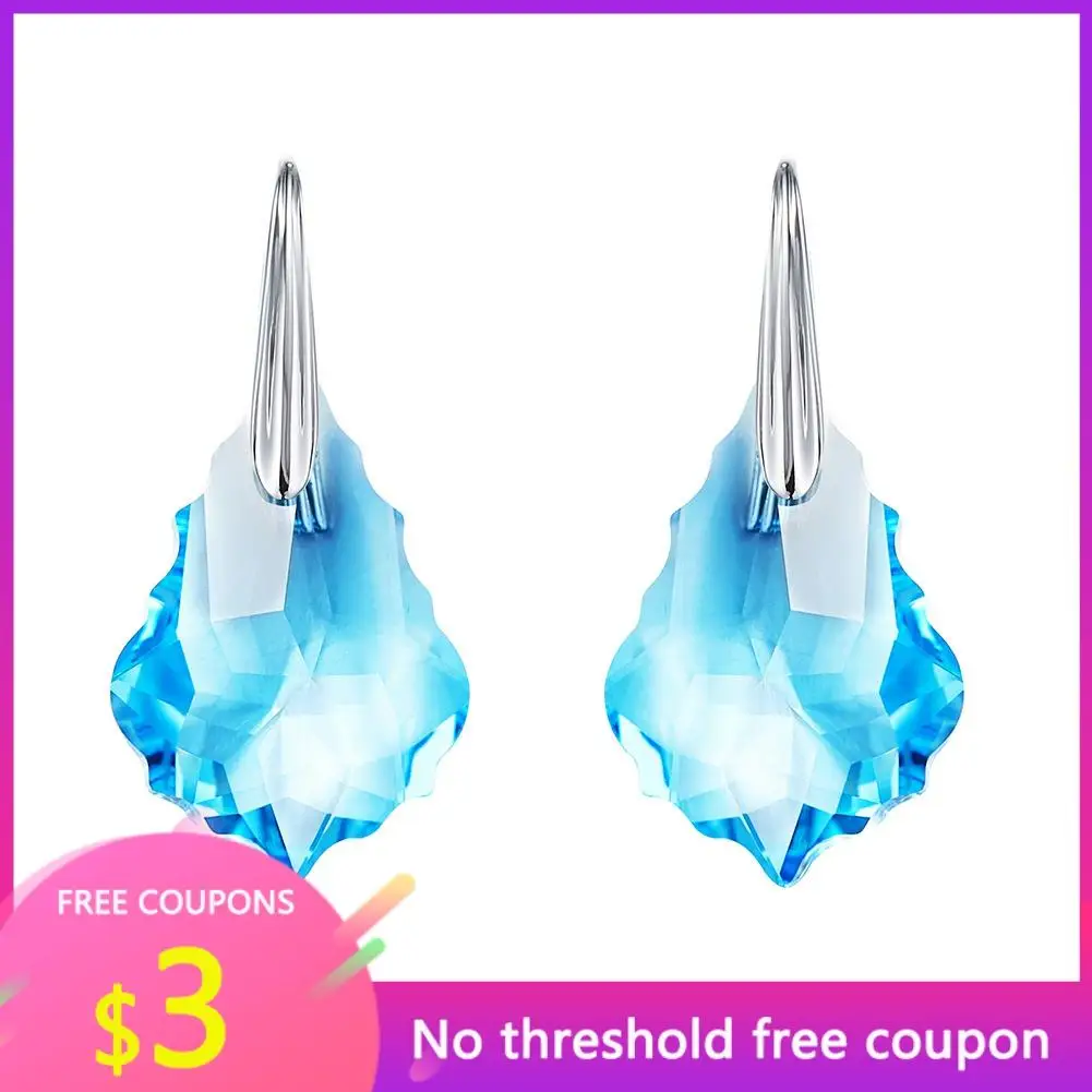 

OGULEE New 925 Sterling Silver Earrings Jewelry Trend Fashion Sparkling Blue Crystal Earrings for Women Party Birthday Gift