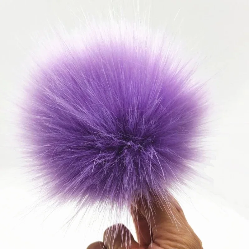 

12cm Artificial Fur Pom pom For Knitted Beanies Skullies Cap DIY Purples Faux Fur Hairy Ball For Bags Shoes Accessorries