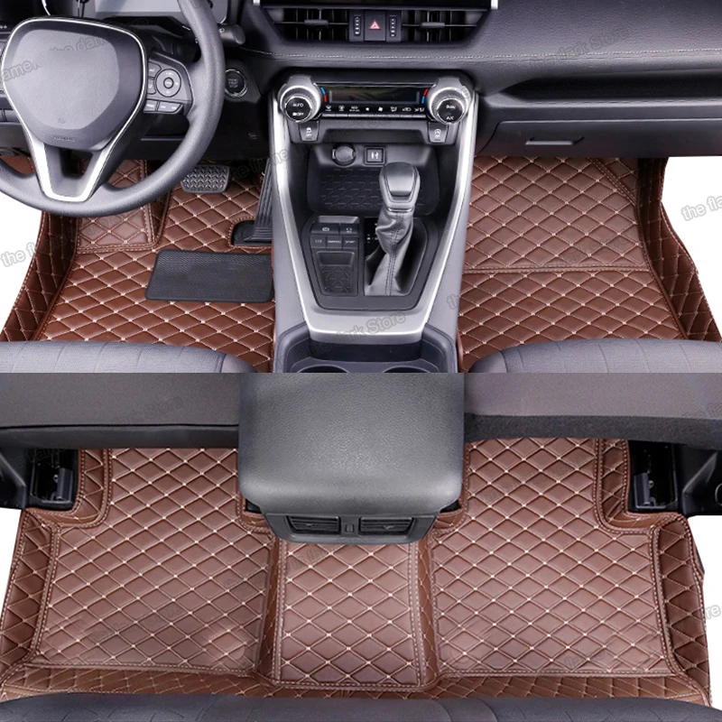 

leather car floor mats for toyota rav4 2019 2020 2021 2022 xa50 accessories cover carpet seat interior matten rav 4 sticker