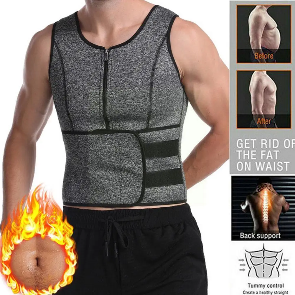 

Men Neoprene Sauna Zipper Waist Trainer Corset Vest Shaper Top Trimmer Slimming Belt Shapewear Compression Body P3z0