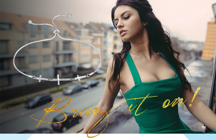 JewelryPalace кубического циркония три креста регулируемый браслет 925 пробы Серебряная Змея цепи Мода Браслеты или для женщин ювелирные изделия
