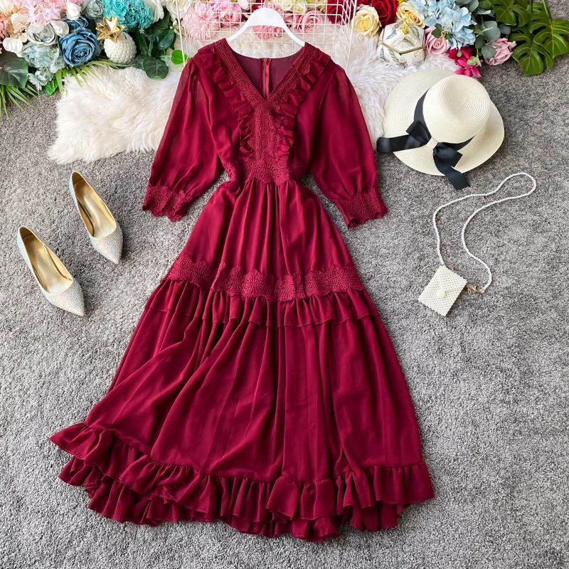 2020 Новая модная женская одежда с v образным вырезом женское платье|Женские