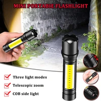 powerful flashlight 3 lighting modes mini usb charging telescopic zoom waterproof led lamp beads for outdoor bicycle lighting