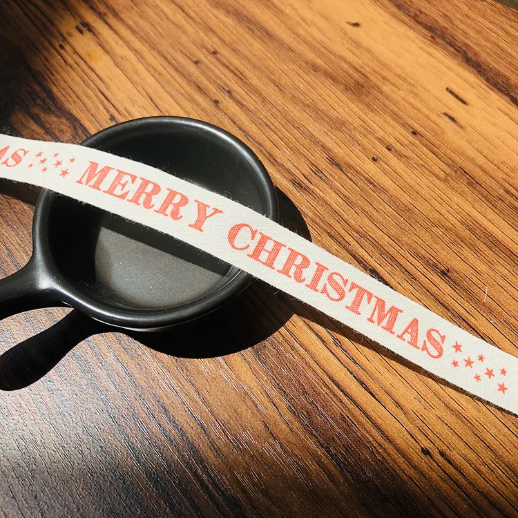 100 ярдов напечатанные хлопковые ленты Merry Christmas 15 мм DIY швейная подарочная упаковка хлопчатобумажная лента Новогодняя лента
