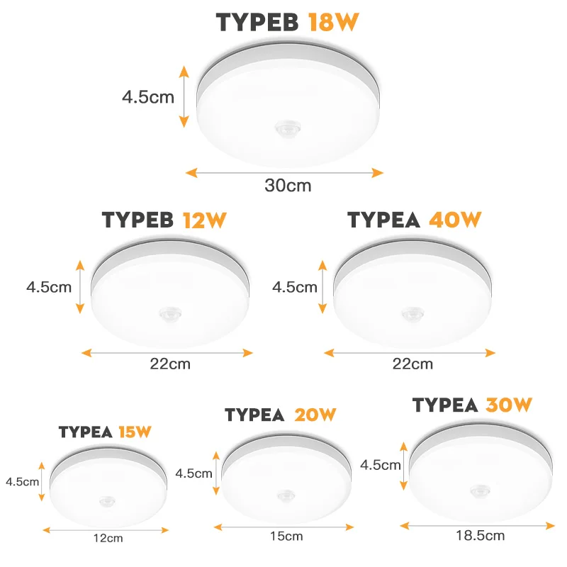 

Movement Sensor Night Lights Led Lamp with Motion Sensor Ceiling Night Lamp AC85-265V 15/20/30/40W Bulb for Toilet Home Lighting