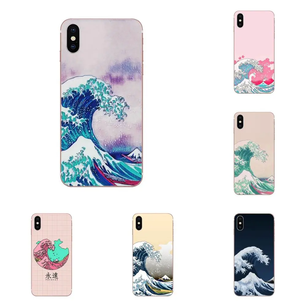 Волнистое Искусство Японский зеленый Illust классический для Galaxy Grand A3 A5 A7 A8 A9 A9S On5 On7