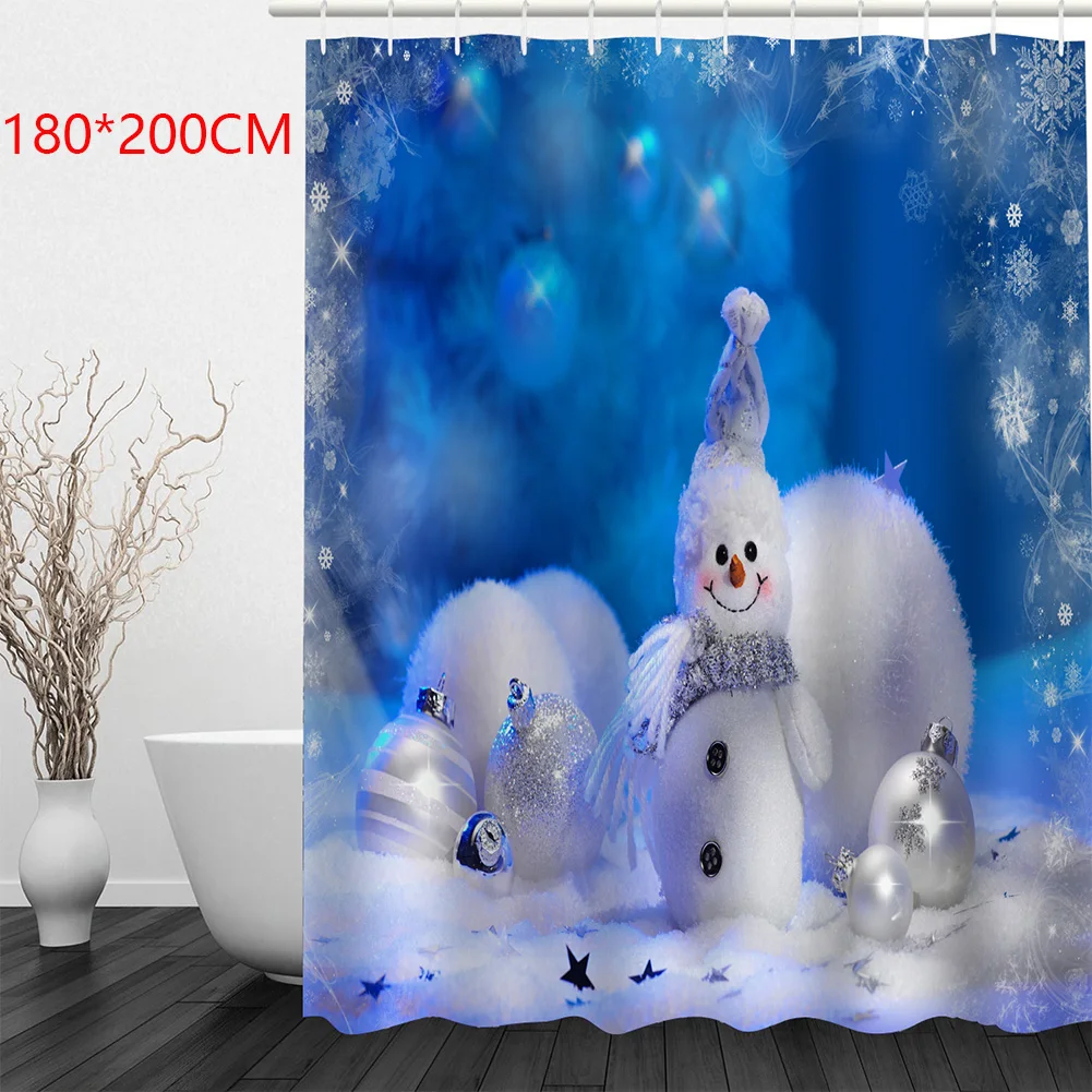 Душ Шторы снеговик с изображениями на тему Рождества Водонепроницаемая