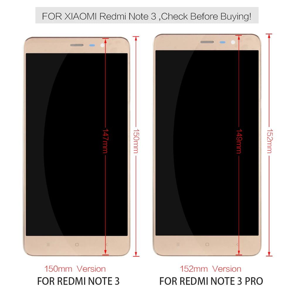 ЖК-дисплей 5 дюйма 150 мм MT HELIO X10 для Xiaomi Redmi Note 3 сенсорный экран с дигитайзером Hongmi