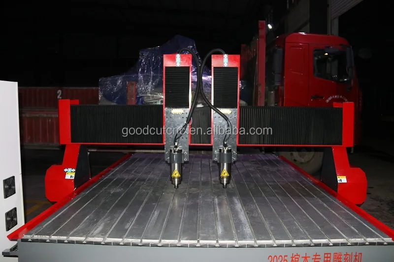 

Professional chinese supplier 4*8 feet specifications coffin cnc router price with double spindle