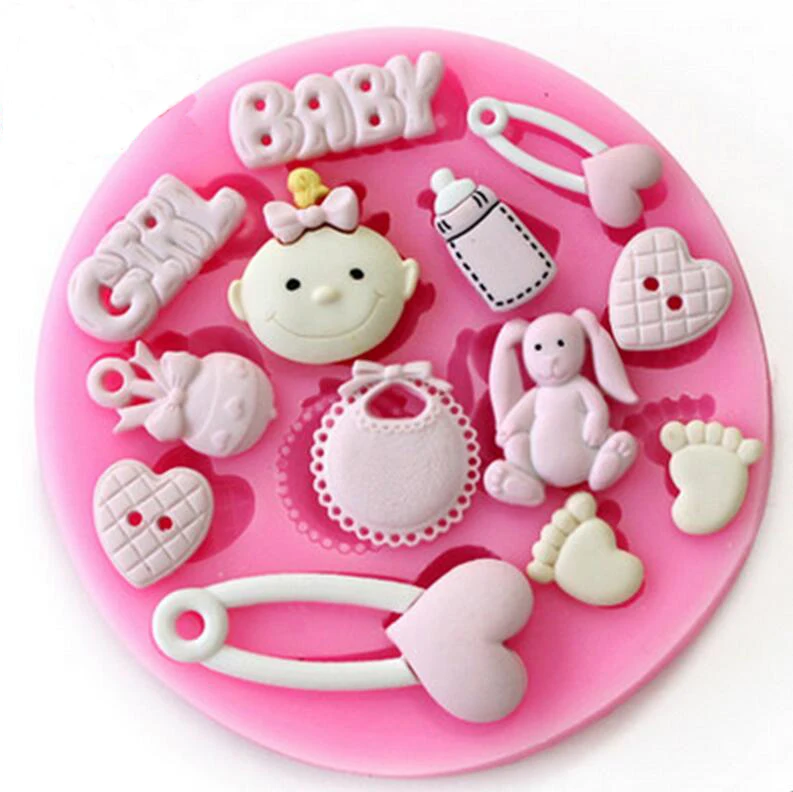 

1pc Girl baby cake mold fondant mold cake decorating tools silicone mould DIY cake baking Tools FTM1641